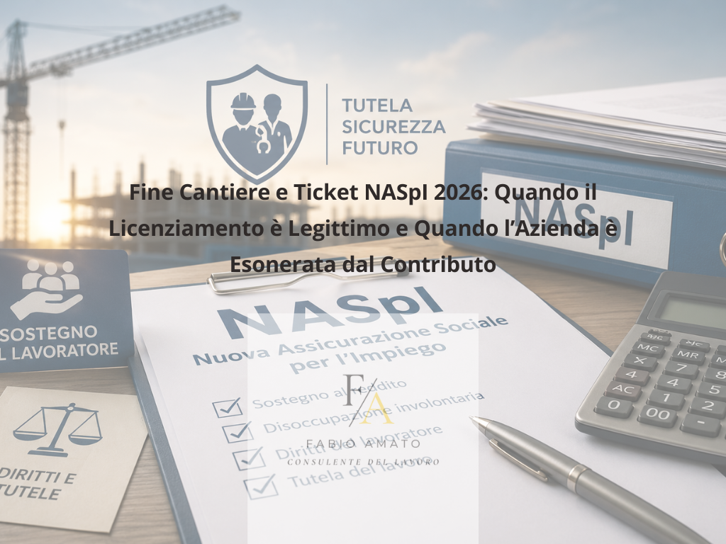 Fine Cantiere e Ticket NASpI 2026: Quando il Licenziamento è Legittimo e Quando l’Azienda è Esonerata dal Contributo
